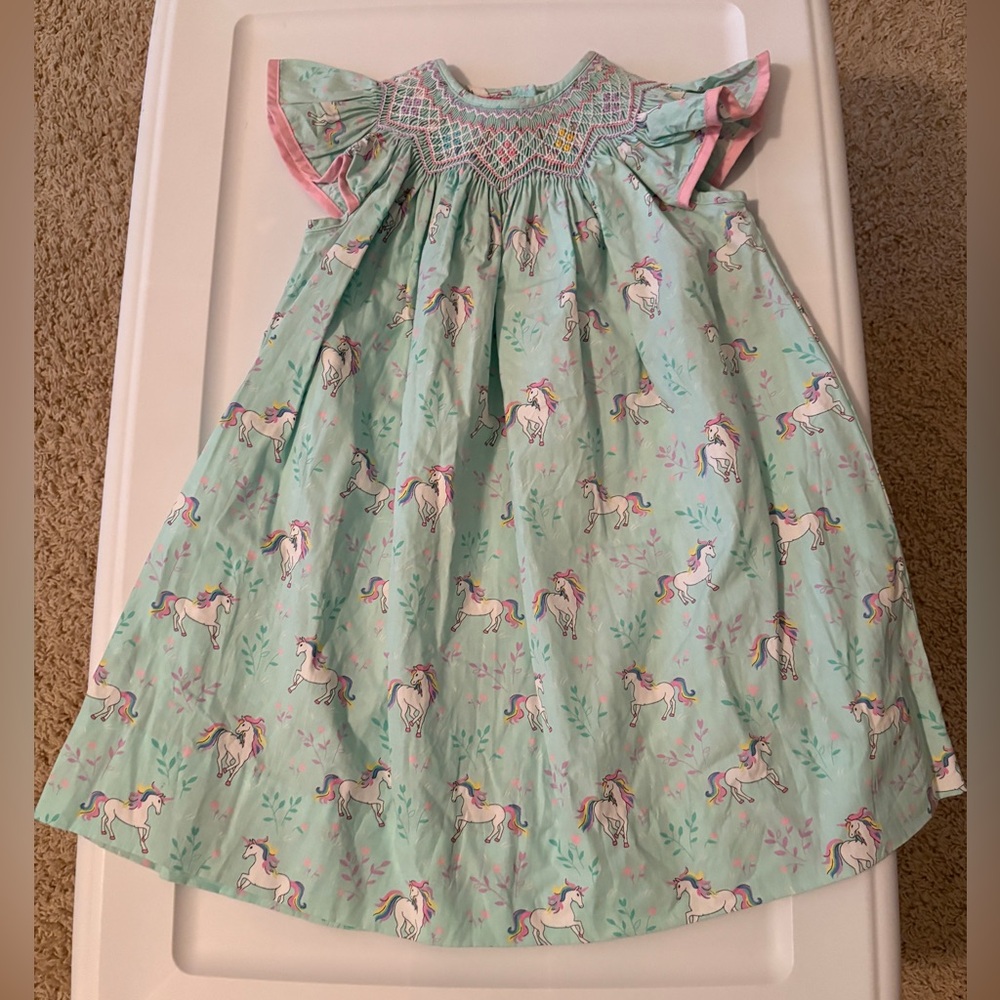 Claire & Charlie Smocked Unicorn Dress. Size 2 (2T).